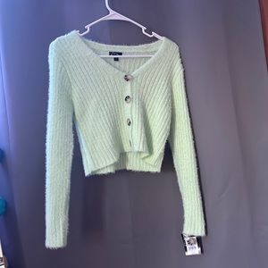 Lime green fuzzy vintage sweater cover up